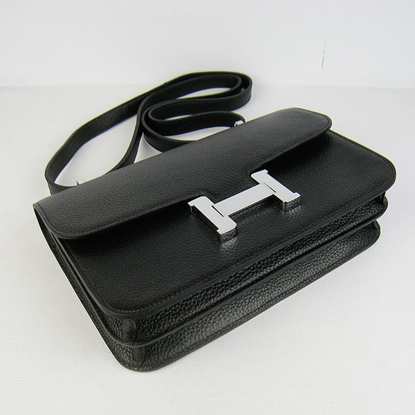 7A Hermes Constance Togo Leather Single Bag Black Silver Hardware H020 - Click Image to Close